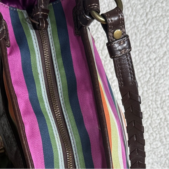 Coach Legacy Stripe Varsity Tote Bag Multicolor Canvas & Brown Leather –  12613 - Picture 8 of 16